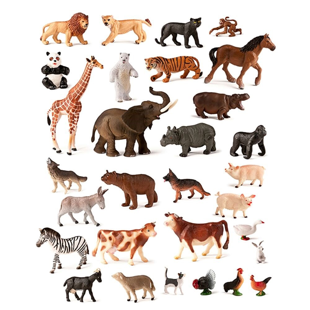 Jungle Animals & Farm Animals (30 Figures)
