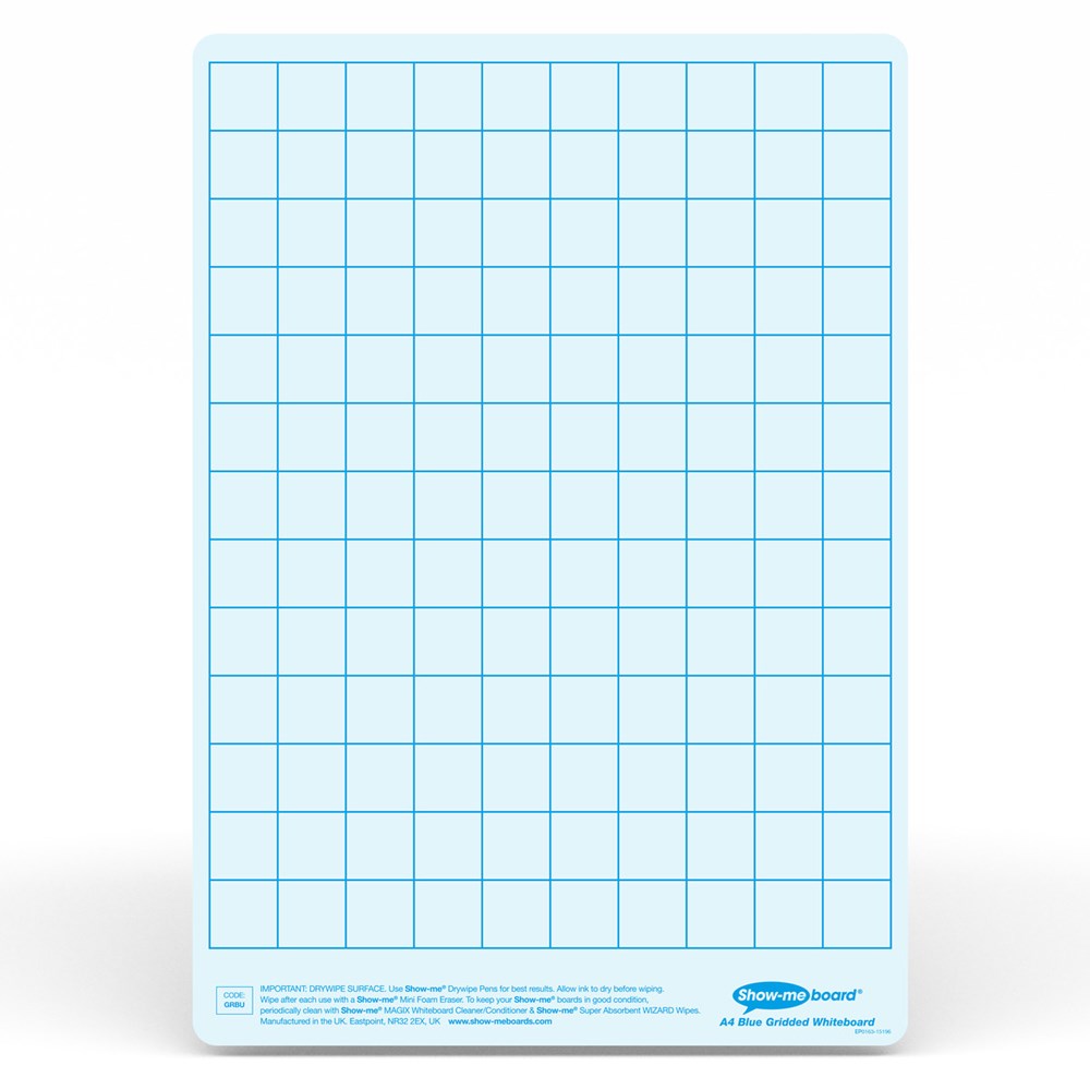 Show-Me Tinted Drywipe Board - Gridded/Plain - Blue Pack of 5
