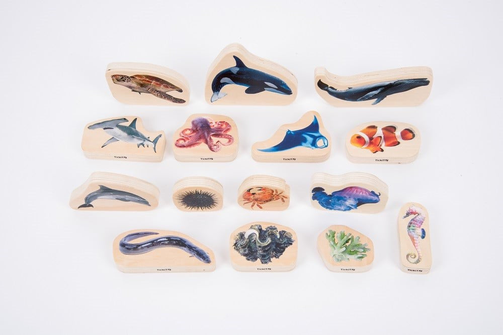 Wooden Sea Life Blocks Pack of 15