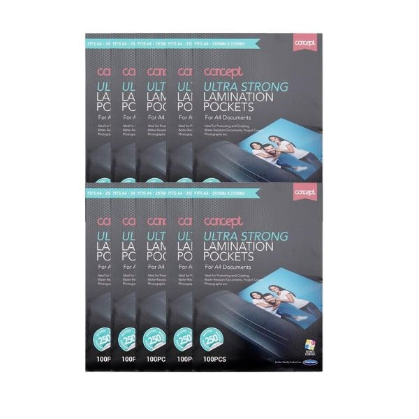 **Concept A4 Pack 1000 Laminating Pouches 500 Micron