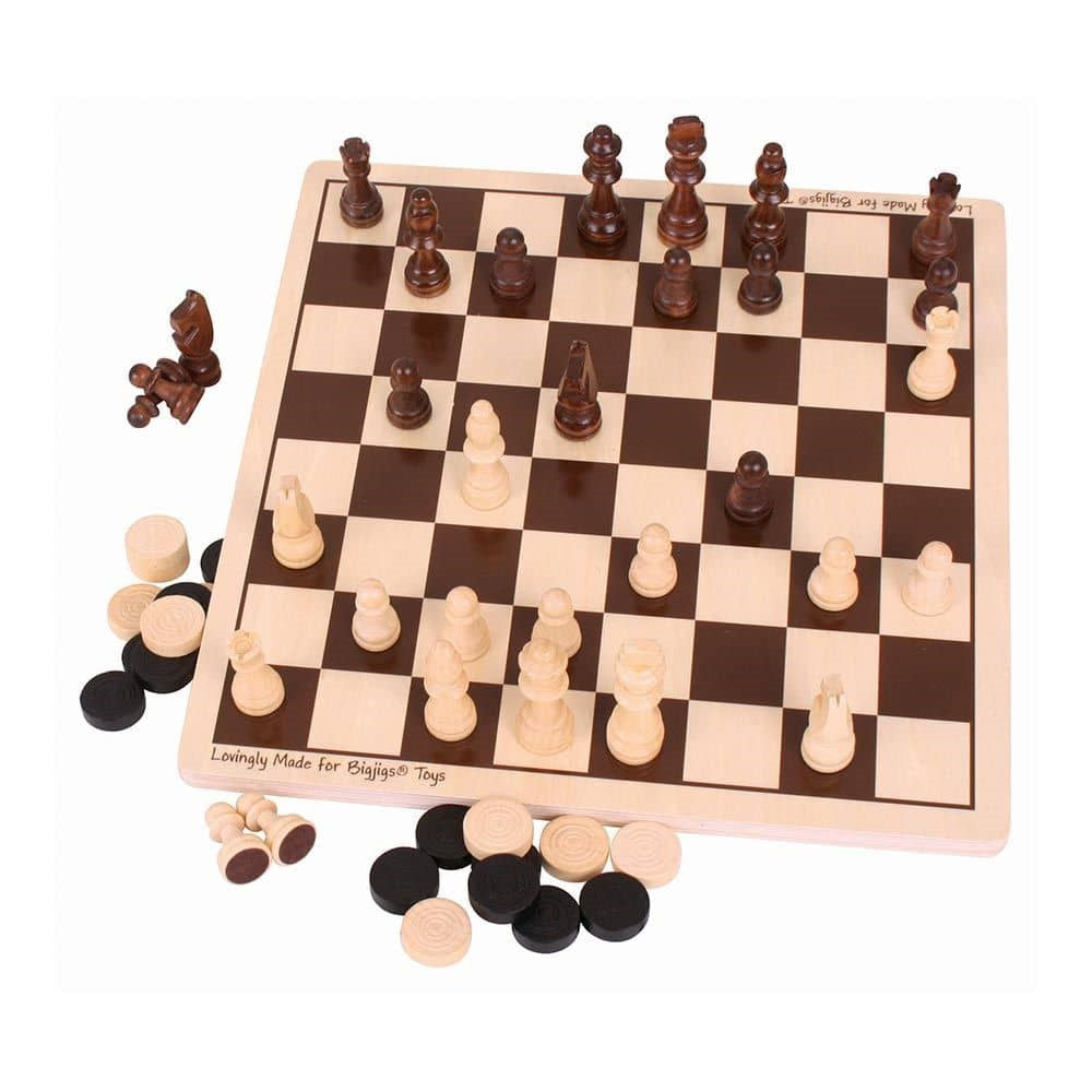 Wooden Draughts And Chess Set
