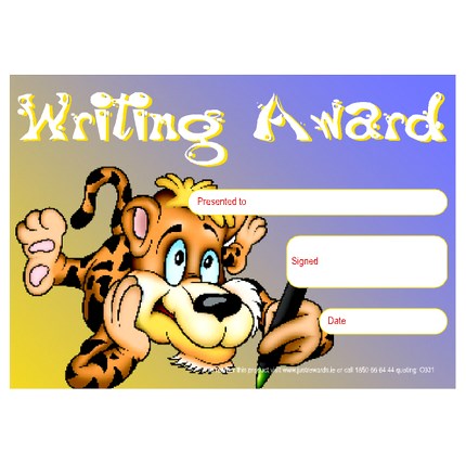 **Just Rewards Certificates Writing Award