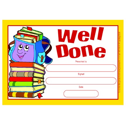 **Just Rewards Certificates Well Done