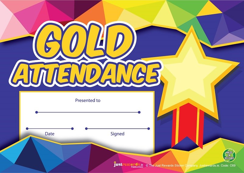 Gold Attendance Award Certificates