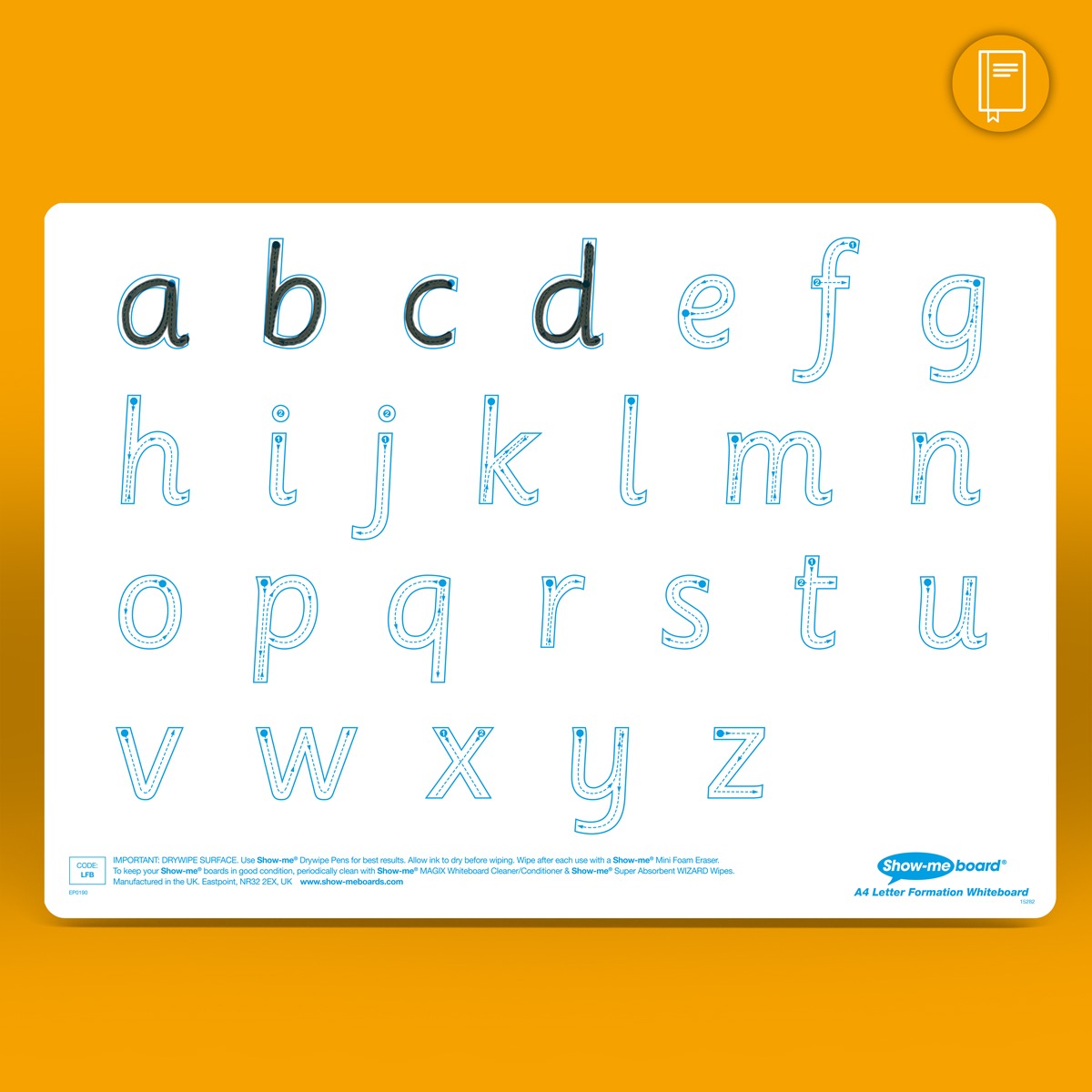 Show-Me Class Pack Drywipe Boards, Pens & Erasers - Letter Formation, A4 - 35 Sets