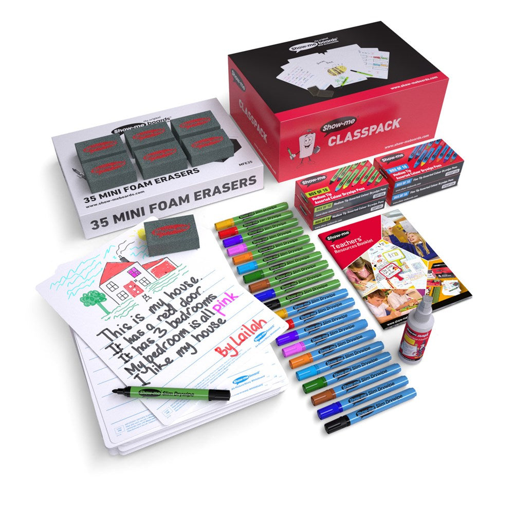 Class Pack Drywipe Boards With Pens And Erasers - Picture Story, A4 - 35 Sets