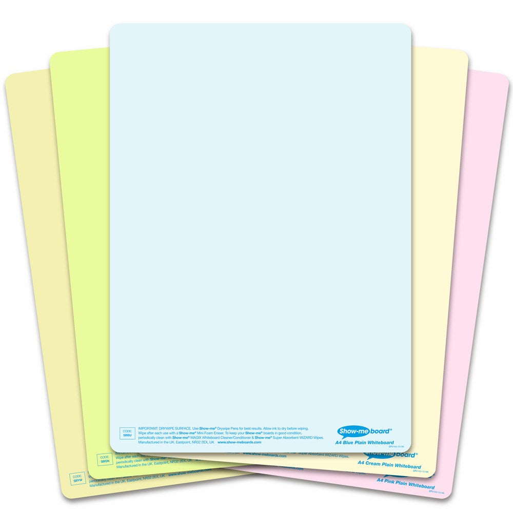**Show-Me Tinted Drywipe Board - Plain - Assorted Class Set of 35