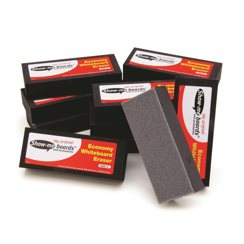Show-Me Full-Size Whiteboard Economy Erasers (Pack of 12)