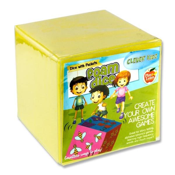 Clever Kidz Blank Foam Dice With Clear Pockets