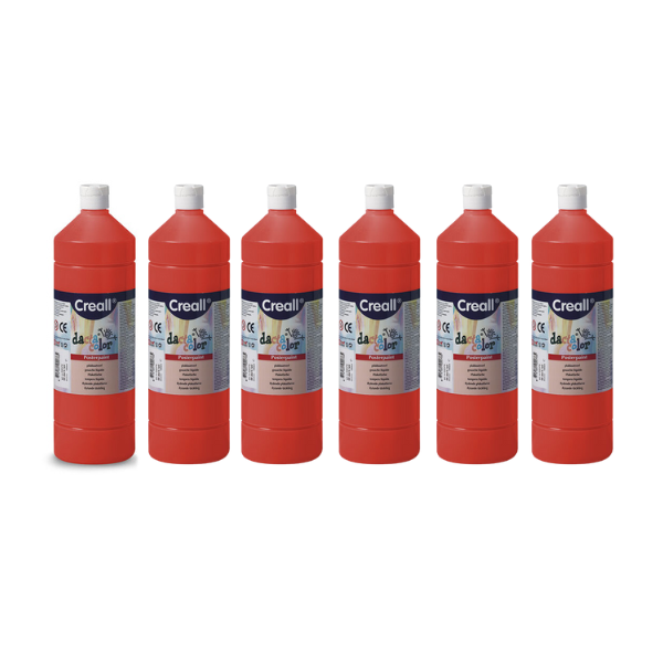 Creall 1 Litre X 6 Bottle Poster Paint - Red