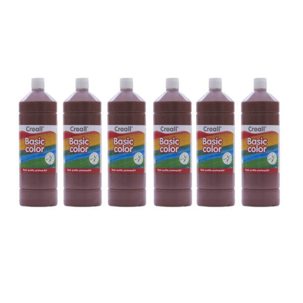 Creall 1 Litre X 6 Bottle Poster Paint - Brown