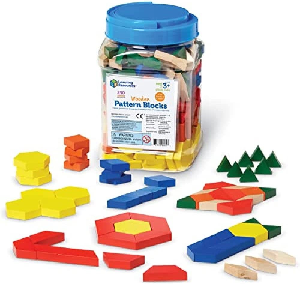 Learning Resources Wooden Pattern Blocks, 1 Cm (Set Of 250)