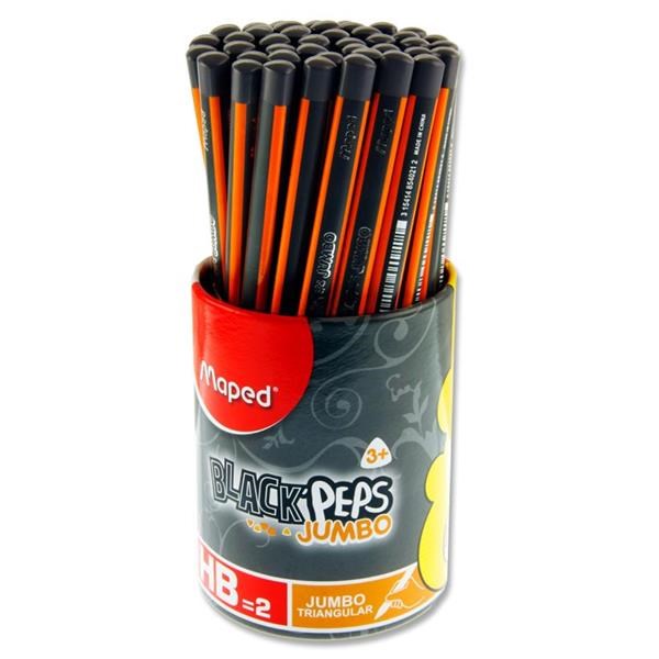 Maped Black Peps Jumbo Triangular Pencil - Hb Tub Of 46