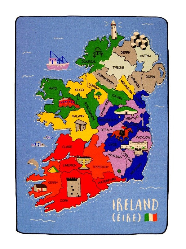 **Clever Kidz Map Of Ireland Educational Play Mat 200X140Cm