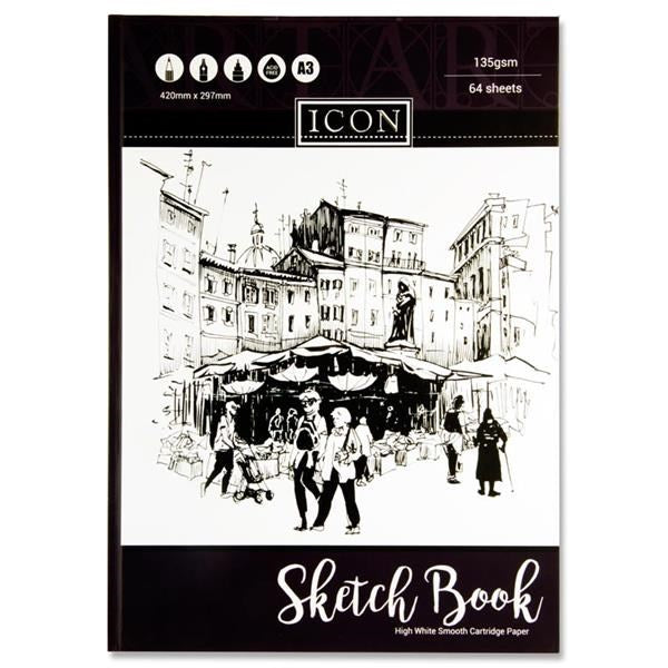 Icon A3 135Gsm Hardcover Sketch Book 64 Sheets