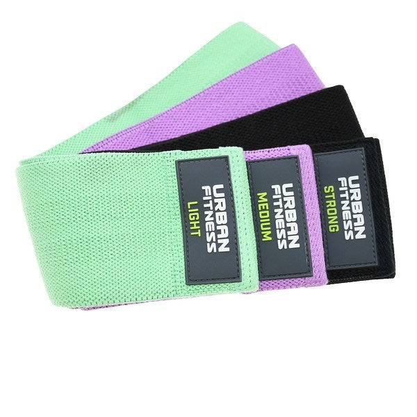 Urban Fitness Fabric Resistance Band Loop (Set of 3) 15 Inch