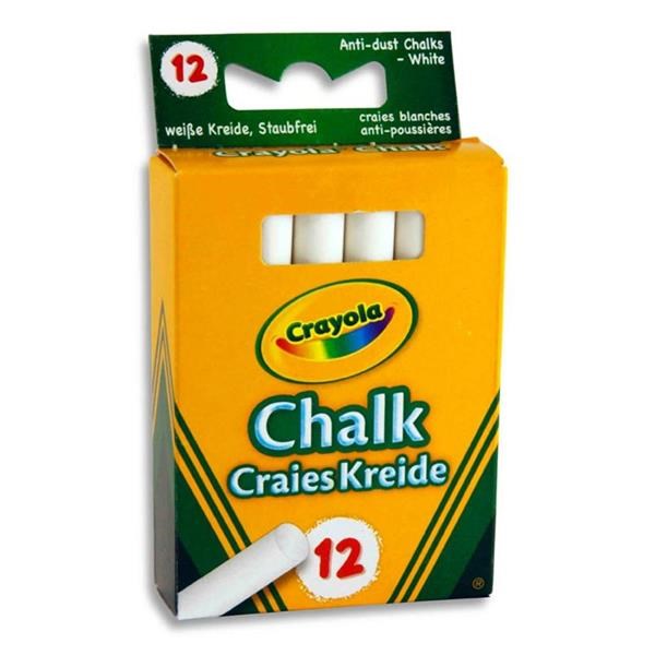 Crayola Box 12 Anti-Dust Chalk - White