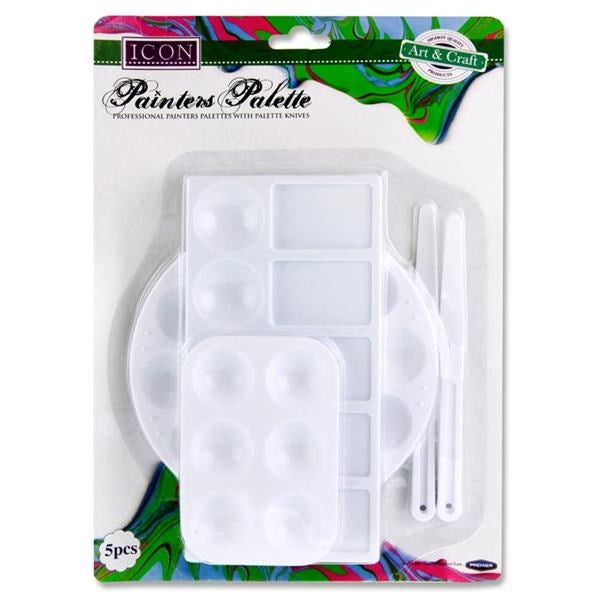 Plastic Painters Palette And Knives Set 5Pcs