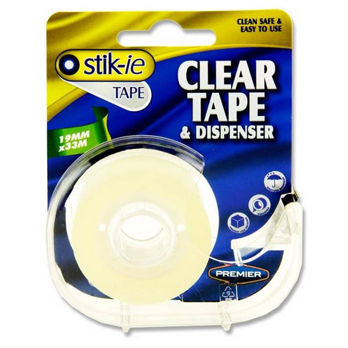 Stik.ie 19Mm X 33M Clear Tape On Dispenser