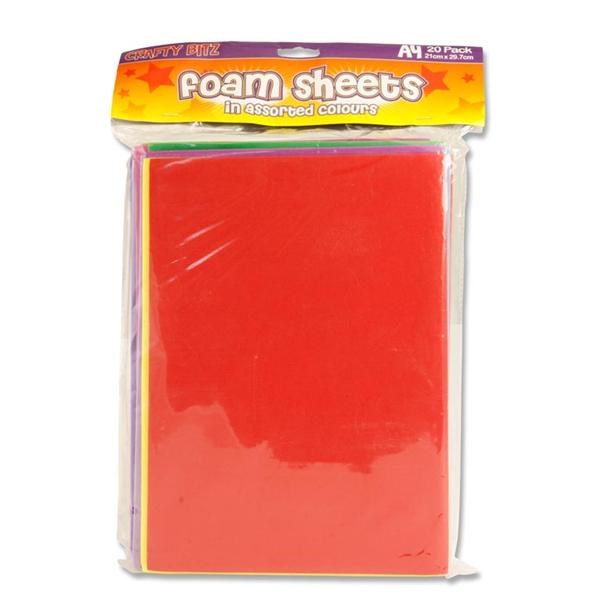 A4 Foam Sheets Primary Colours Pack Of 20