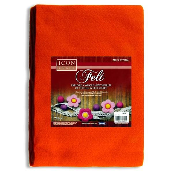A4 Felt Sheets Orange Value Pack Of 10