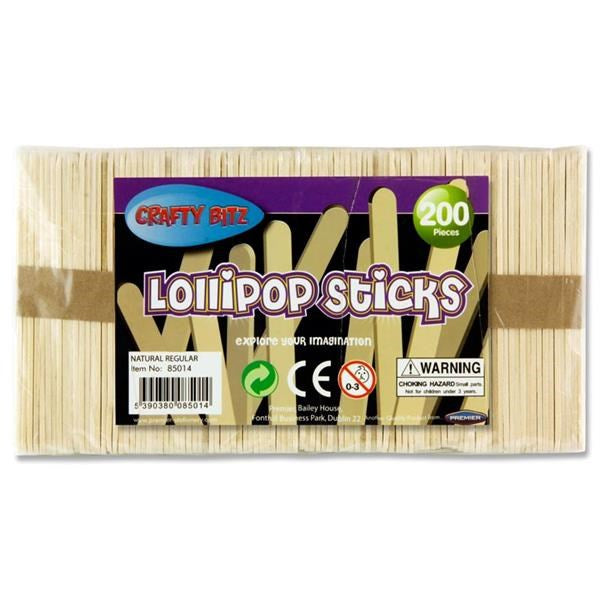 Lollipop Sticks Natural Pack of 200
