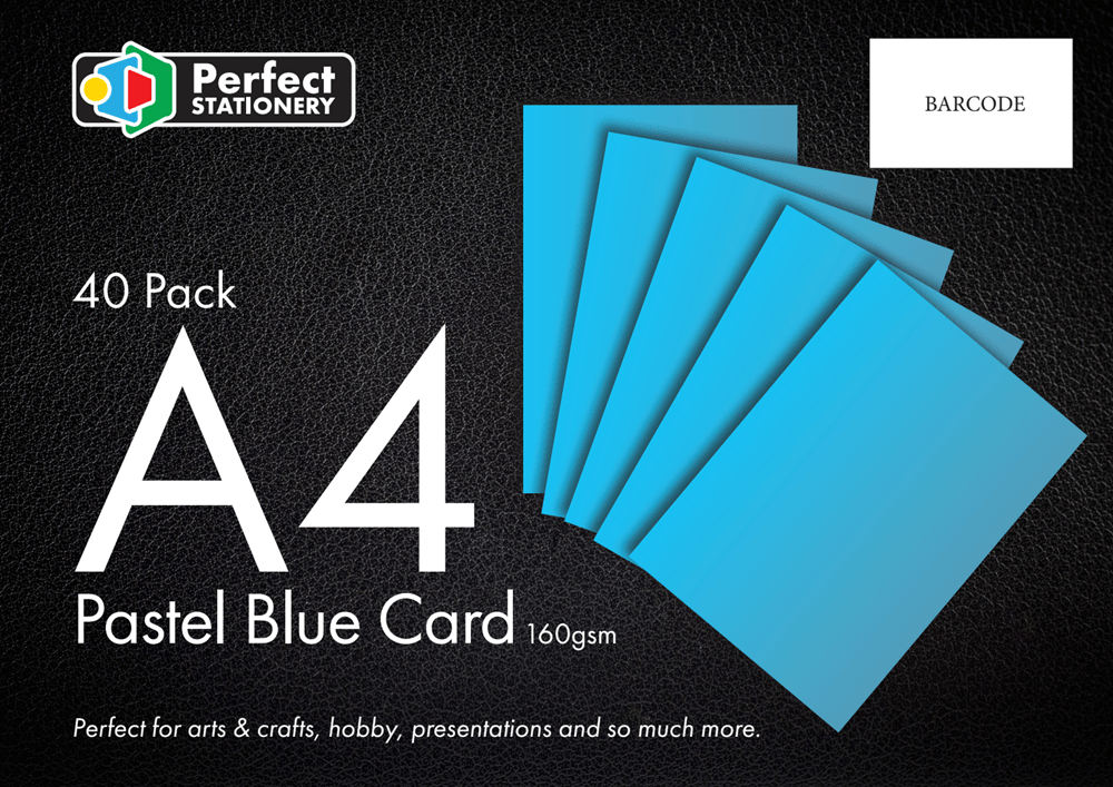 **A4 Card Pastel Blue 160Gsm 40 Pack - ABC School Supplies