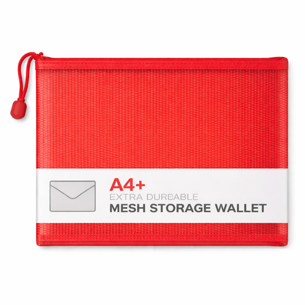 A4+ Extra Durable Mesh Storage Wallet - Red - ABC School Supplies