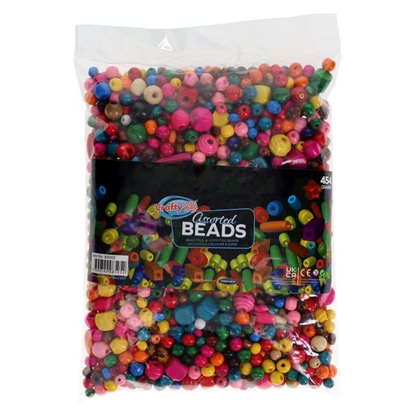 Assorted Wooden Multicoloured Beads Bag 454g