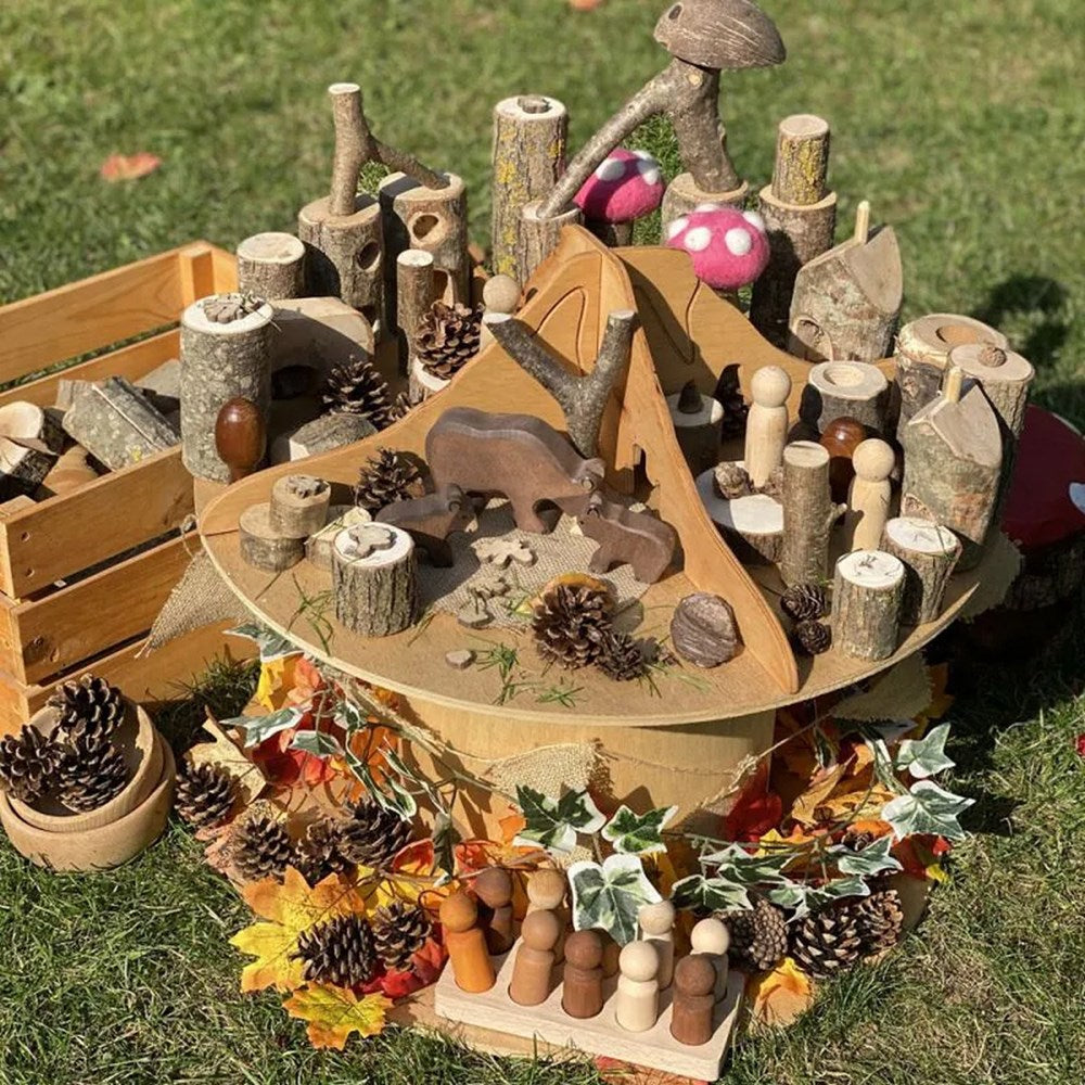 Small World - Cityscape, Volcano and Cave Scene - Set of 2