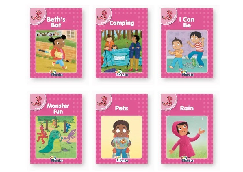Jolly Phonics Decodable Readers Pink Level (General Fiction) Level 1 (Precursive letters)