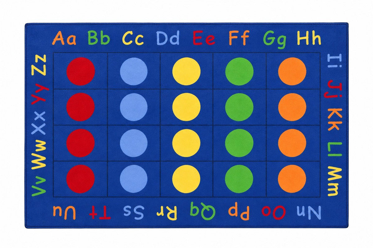 Alphabet and Dots Rectangular Carpet 257x180cm - ABC School Supplies