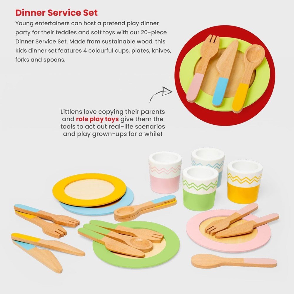 Bigjigs Toys Dinner Service Set - 20 Pieces - ABC School Supplies