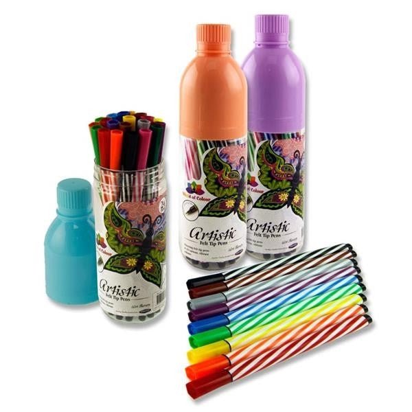 Bottle Of 24 Artistic Fibre Tip Marker Assorted Colours - ABC School Supplies
