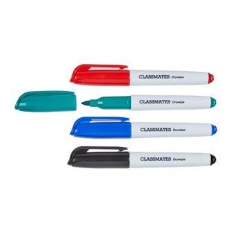 Classmates Mini Whiteboard Marker Assorted, Bullet Tip - Pack Of 4 - ABC School Supplies