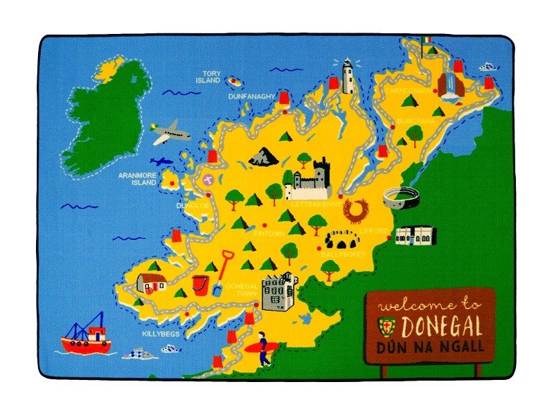 **Clever Kidz Map Of Donegal Educational Play Mat 200X140Cm - ABC School Supplies