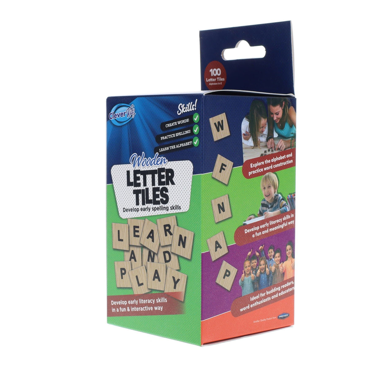Clever Kidz Wooden Letter Tiles Set of 100 - ABC School Supplies