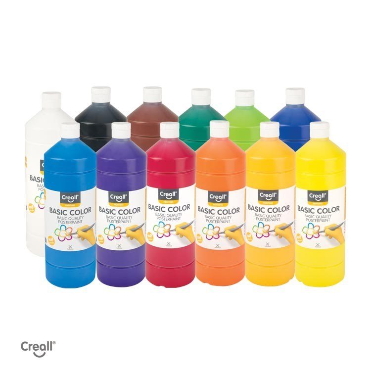 Creall 1 Litre Assorted Paints Set of 12 - ABC School Supplies