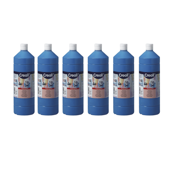 Creall 1 Litre X 6 Bottle Poster Paint - Blue - ABC School Supplies