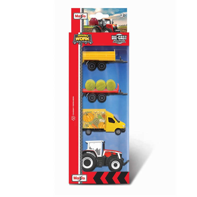 Mini Working Machines - 4 Pack of Tractors Massey Fergusson