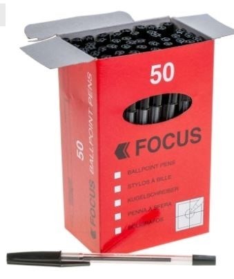 Focus Ball Point Pen- Black 50 Box