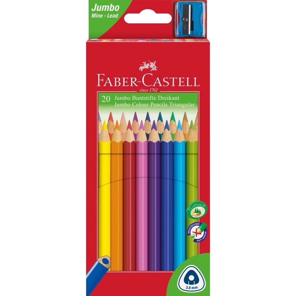 Faber Castell Junior Triangular Colour Pencil Pack of 20 - ABC School Supplies