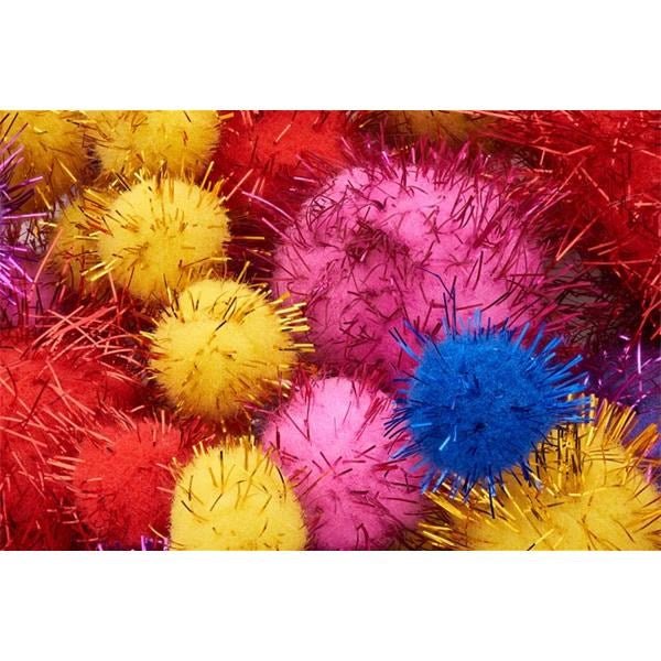Glitter Pom Poms Assorted Pack of 100 - ABC School Supplies