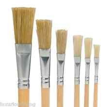 Hog Bristle Flat Tip Size 10 Long Handle Brushes 10Pk