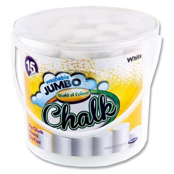 Jumbo Sidewalk Chalk White 15pcs - ABC School Supplies
