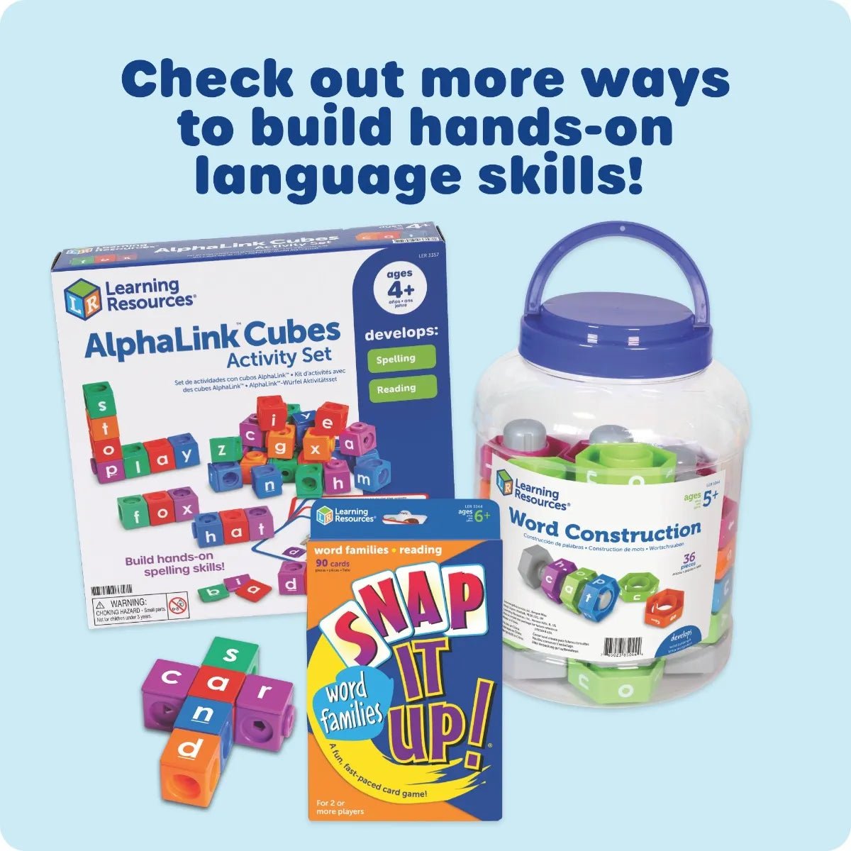 Learning Resources AlphaLink Cubes Spelling Activity Set - ABC School Supplies