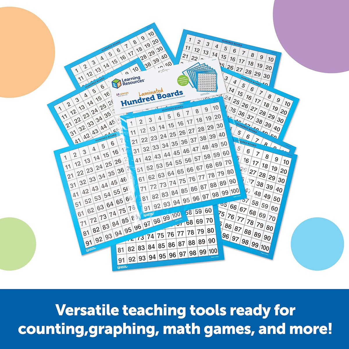 Learning Resources Laminated Hundreds Boards (Set Of 10) - ABC School Supplies