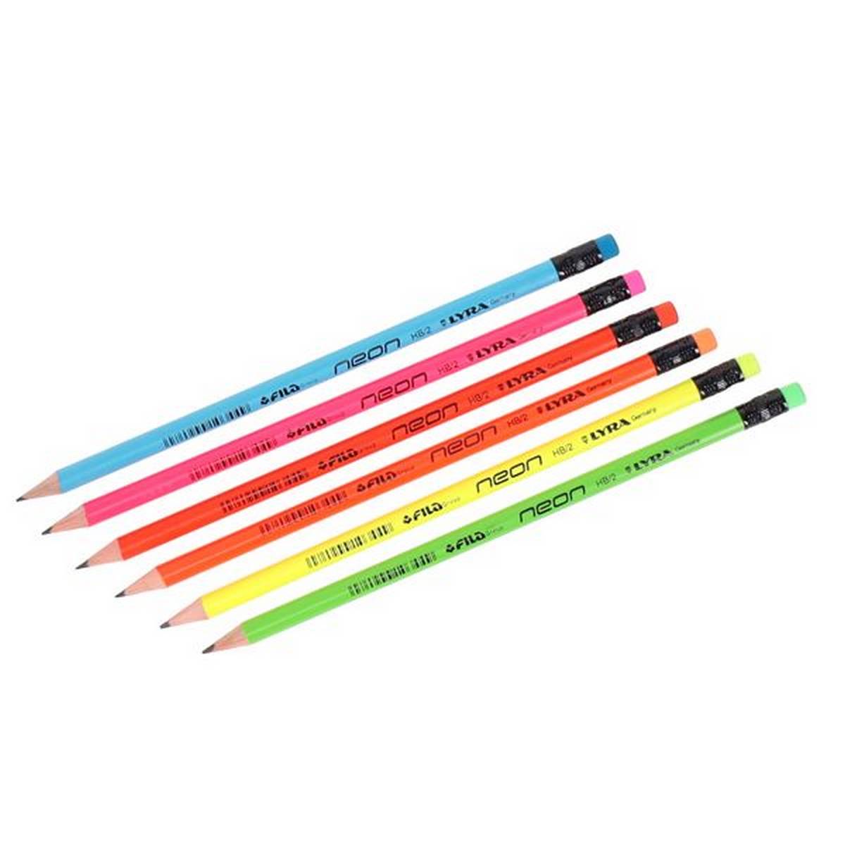 Lyra Neon Hb Rubber Tipped Pencils - Pack Of 96 - ABC School Supplies