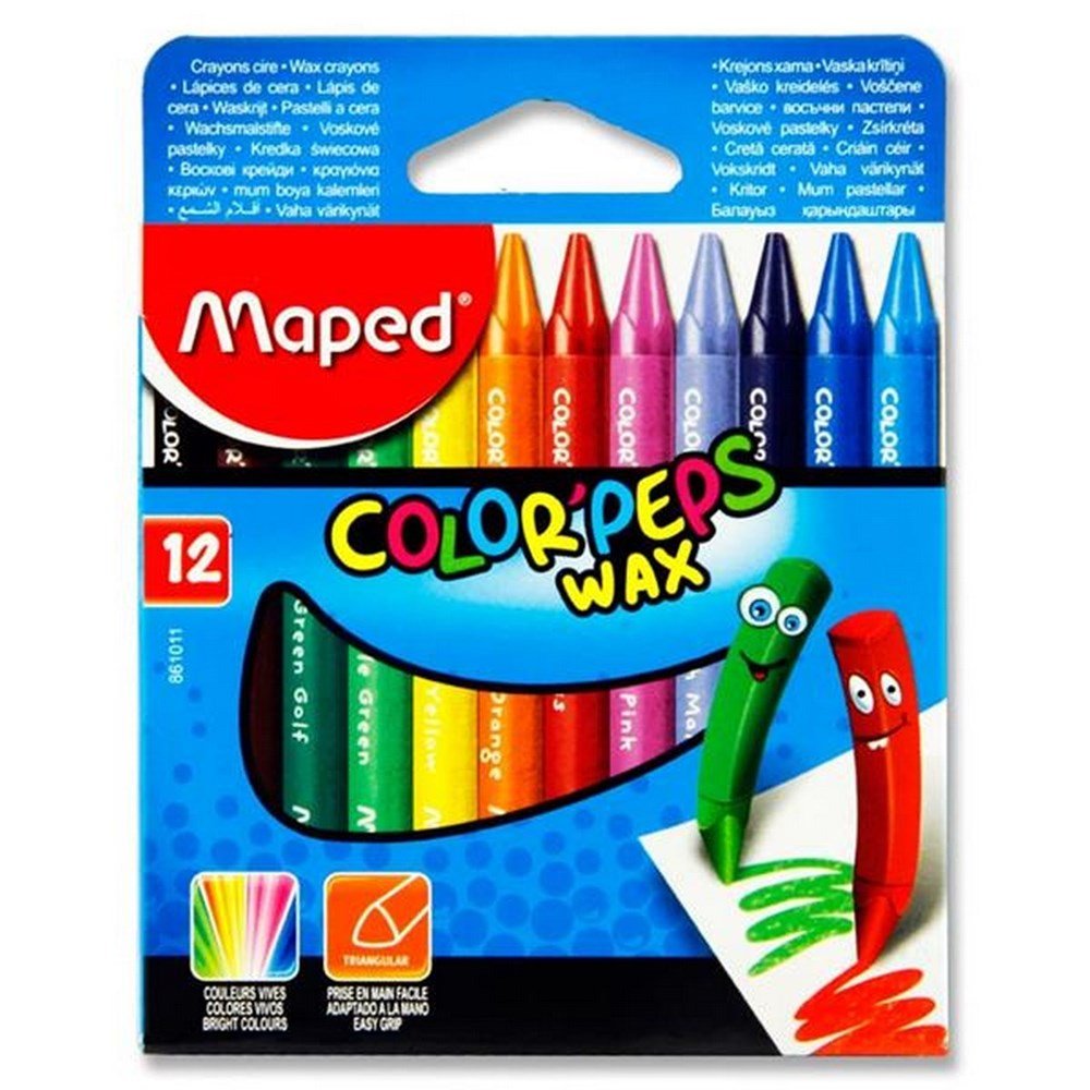 Maped Box of 12 Color'peps Triangular Wax Crayons - ABC School Supplies