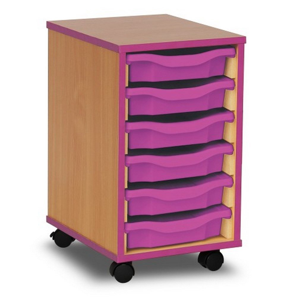 Monarch 6 Tray Single Tray Storage Unit with Purple Coloured Edges - ABC School Supplies